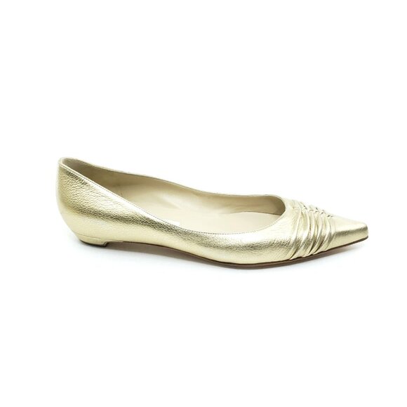 Jimmy Choo Gold Metallic Flats Pointed Toe Womens EUR 38.5 US 8.5 - Picture 8 of 16
